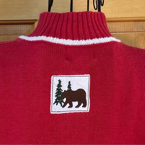 Vintage Breckenridge Grandma 1/4 Zip Turtleneck Fir Tree Sweater Red Size XL - Picture 12 of 16